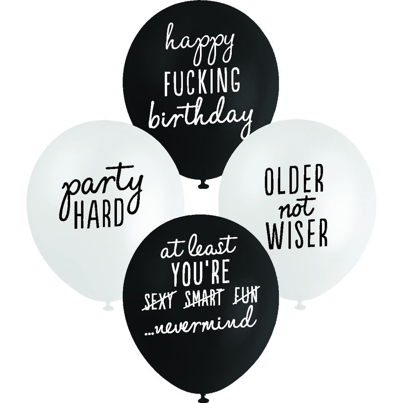 White Smoke Balloon Printed Latex 30cm 10 Pack - Fun Pack Balloons