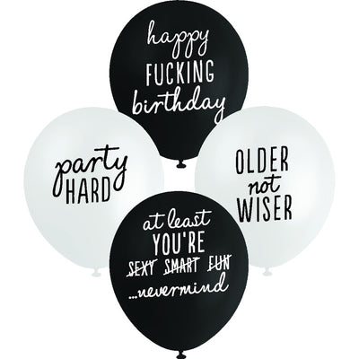 White Smoke Balloon Printed Latex 30cm 10 Pack - Fun Pack Balloons