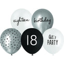 White Smoke Balloon Printed Latex 30cm 10 Pack - 18th Assorted Balloons