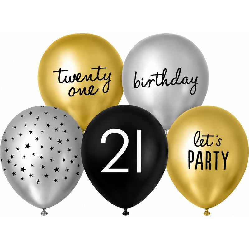 White Smoke Balloon Printed Latex 30cm 10 Pack - 21st Assorted Balloons