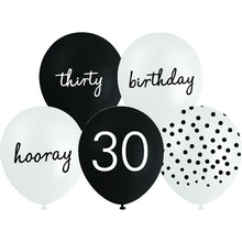 White Smoke Balloon Printed Latex 30cm 10 Pack - 30th Assorted Balloons