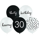 White Smoke Balloon Printed Latex 30cm 10 Pack - 30th Assorted Balloons