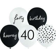 White Smoke Balloon Printed Latex 30cm 10 Pack - 40th Assorted Balloons