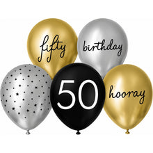 White Smoke Balloon Printed Latex 30cm 10 Pack - 50th Assorted Balloons