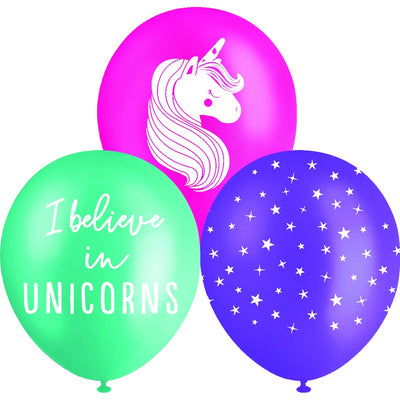 White Smoke Balloon Printed Latex 30cm 10 Pack - Unicorns Balloons