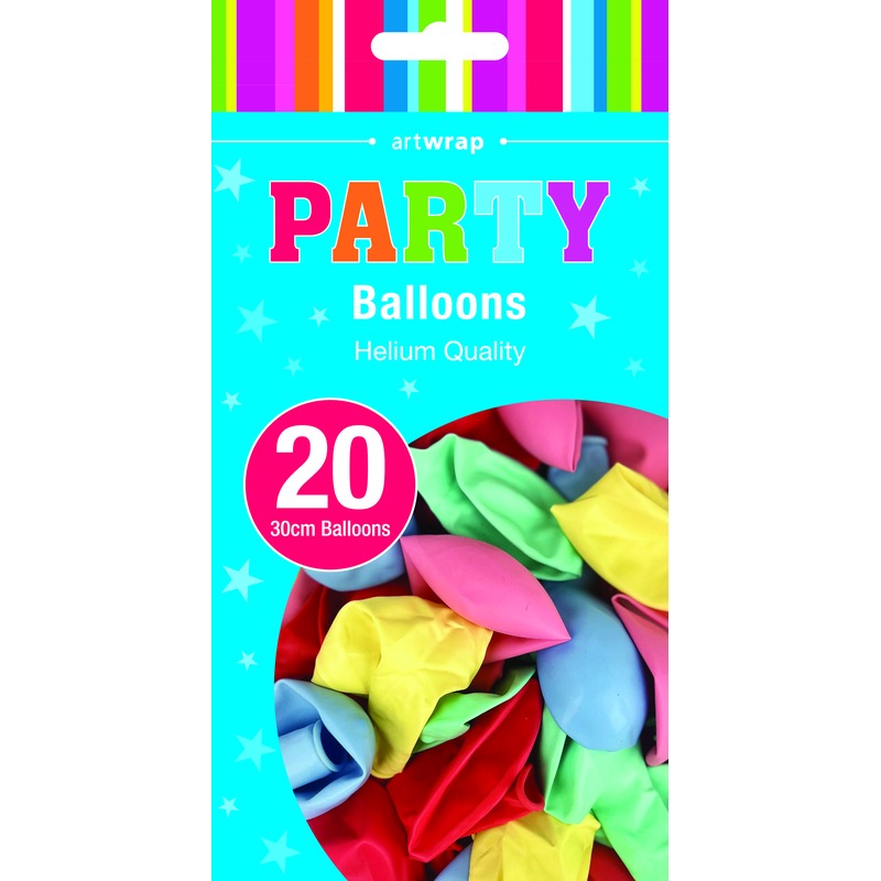 Cyan Balloon Pastel Latex 30cm 20 Pack - Assorted Balloons