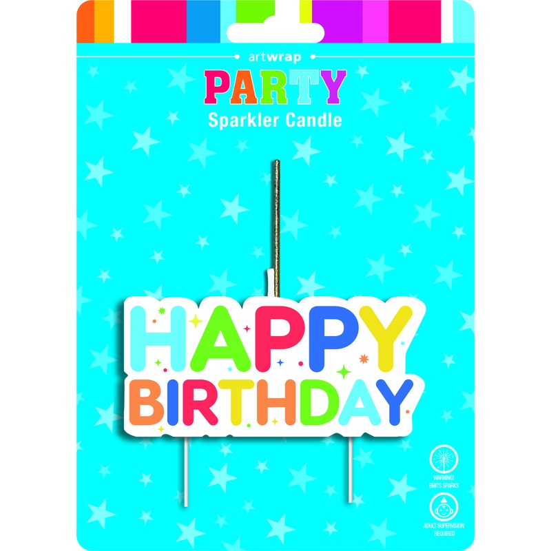 Cyan Happy Birthday Sparkler Candle Candles