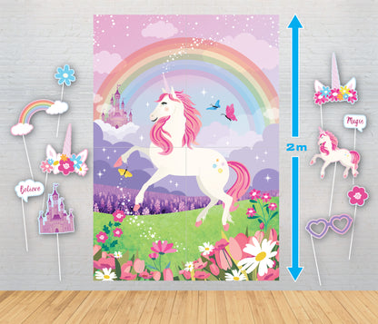 Light Gray Unicorn Theme Party Tableware Bundle for 8 Kids Custom Bundle