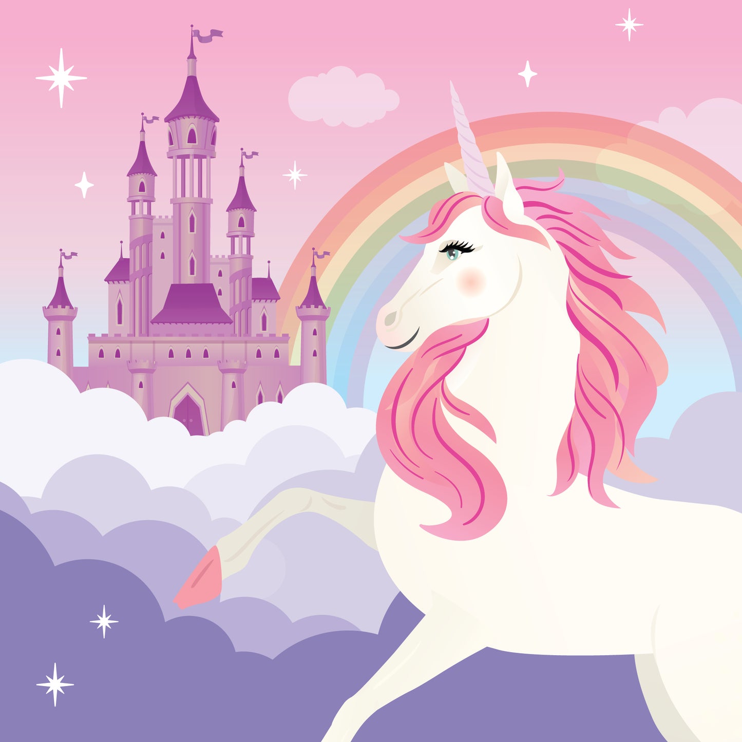 White Smoke Unicorn Theme Party Tableware Bundle for 8 Kids Custom Bundle