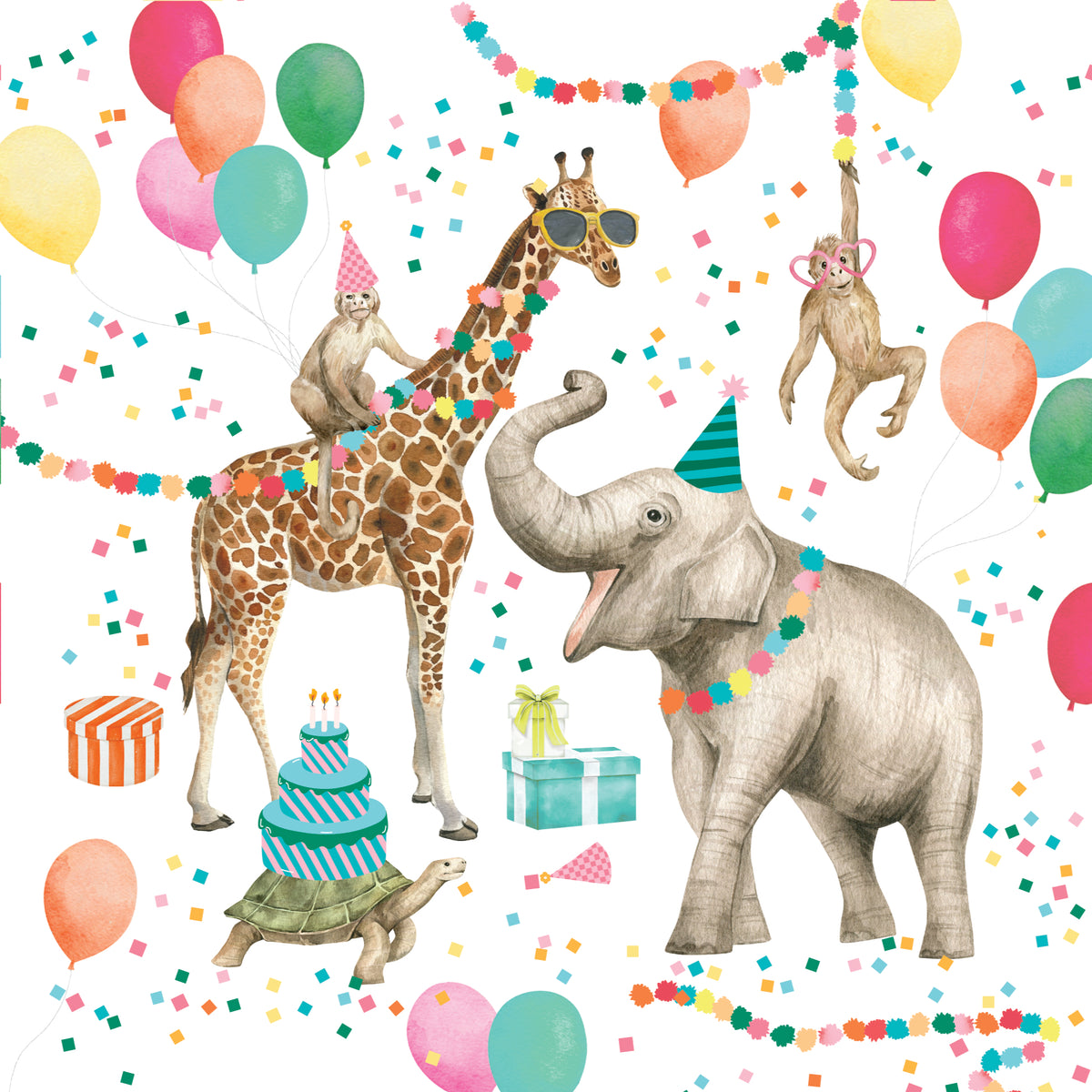 White Smoke Party Animals Theme Party Tableware Bundle for 8 Kids Custom Bundle