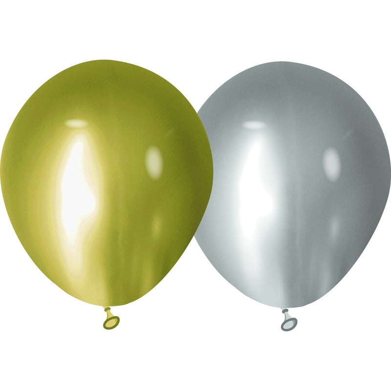 White Smoke Balloon Chrome Latex 12cm 20 Pack - Gold Silver Balloons