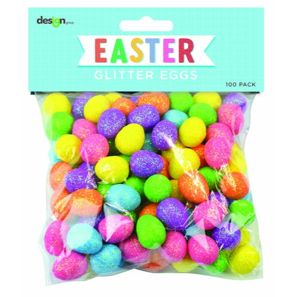 White Smoke Easter Mini Eggs, Glitter, 100pk Easter