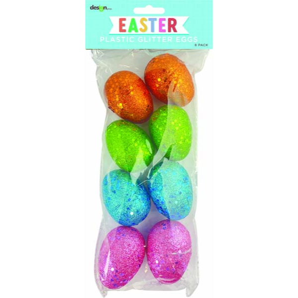 White Smoke Easter Fillable Eggs, Glitter, 8pk Easter