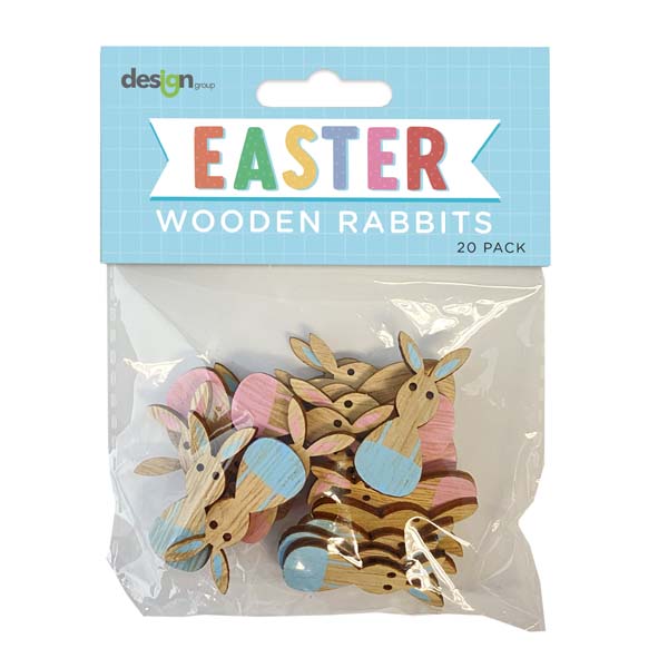 Sky Blue Easter Wooden Rabbit Decorations, 20pk Easter