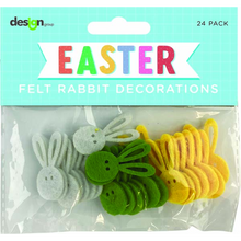 Pale Turquoise Easter Felt Rabbit Decorations, 24pk Easter