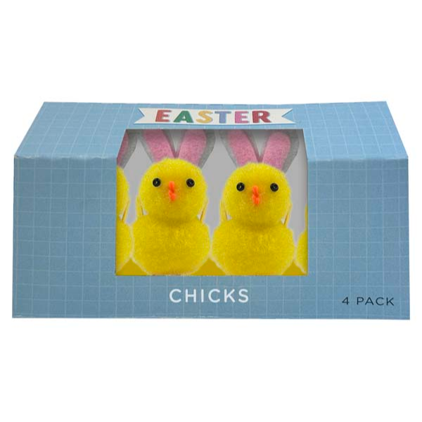 White Smoke Easter Chicks with Bunny Ears, 4pk Easter