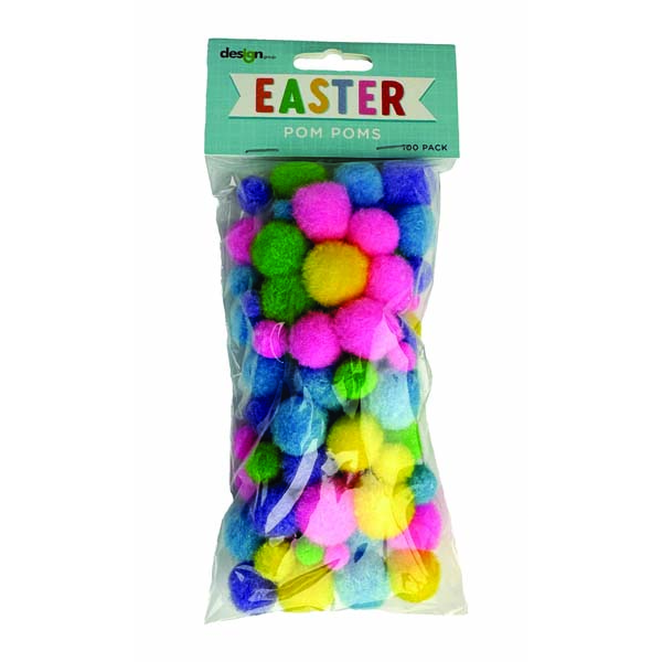 White Smoke Easter Pom Poms, 100pk Easter