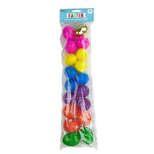 White Smoke Easter Fillable Eggs, Neon, 18pk Easter