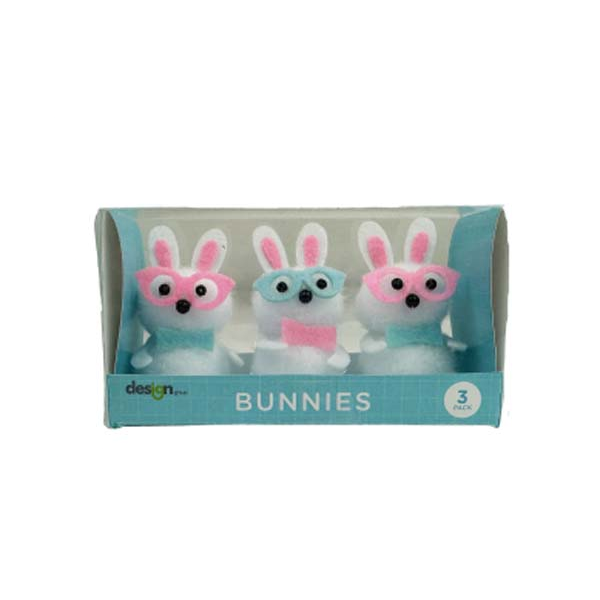 White Smoke Easter Bunnies with Glasses, 3pk Easter