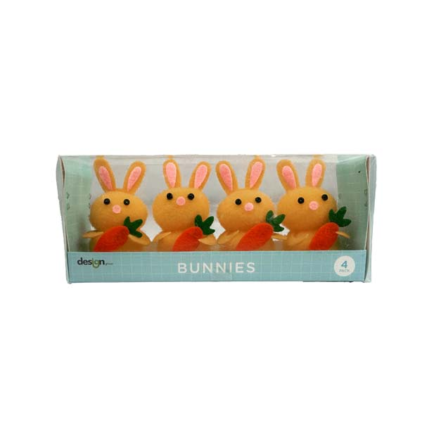 White Smoke Easter Bunny with Carrots, 4pk Easter