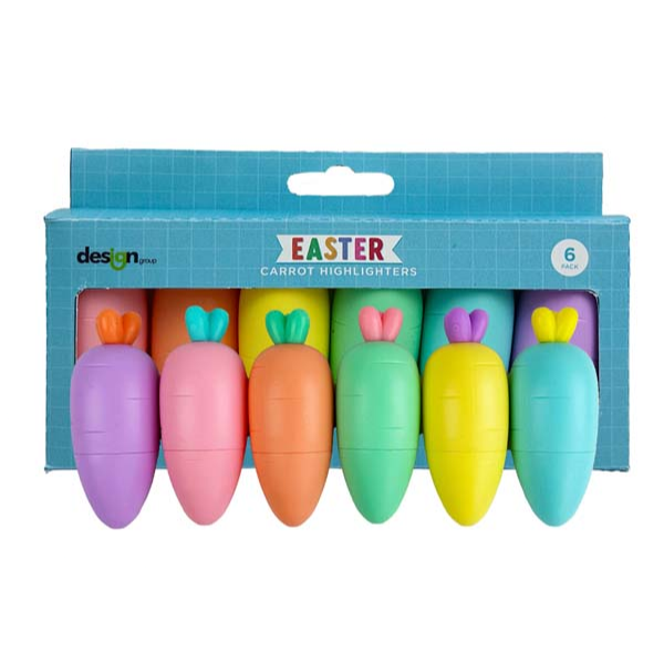 White Smoke Easter Carrot Highlighter, Assorted Colours, 6pk Easter