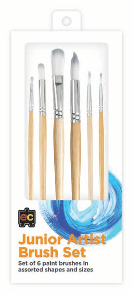 White Smoke EC Junior Artist Paint Brushes, Set 6 Kids Paints