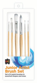 White Smoke EC Junior Artist Paint Brushes, Set 6 Kids Paints