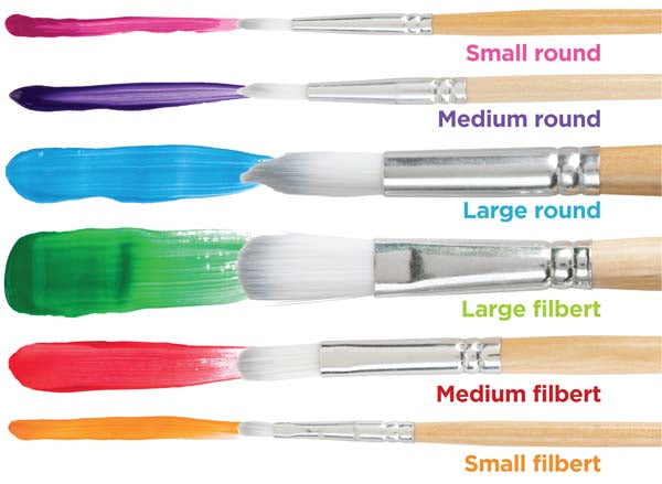 White Smoke EC Junior Artist Paint Brushes, Set 6 Kids Paints