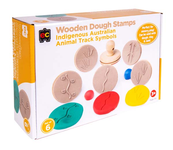 White Smoke EC Wooden Dough Stamps - Indigenous Animal Track, Set 6 Kids Activities