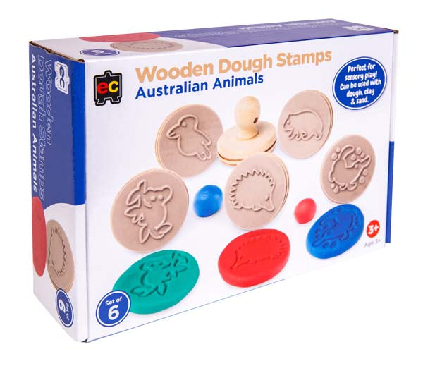White Smoke EC Wooden Dough Stamps - Animals, Set 6 Kids Activities