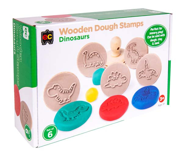 White Smoke EC Wooden Dough Stamps - Dinosaurs, Set 6 Kids Activities