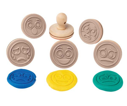 White Smoke EC Wooden Dough Stamps - Emotions. Set 6 Kids Activities