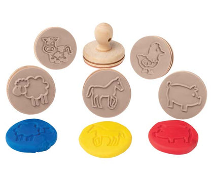 White Smoke EC Wooden Dough Stamps - Farm, Set 6 Kids Activities