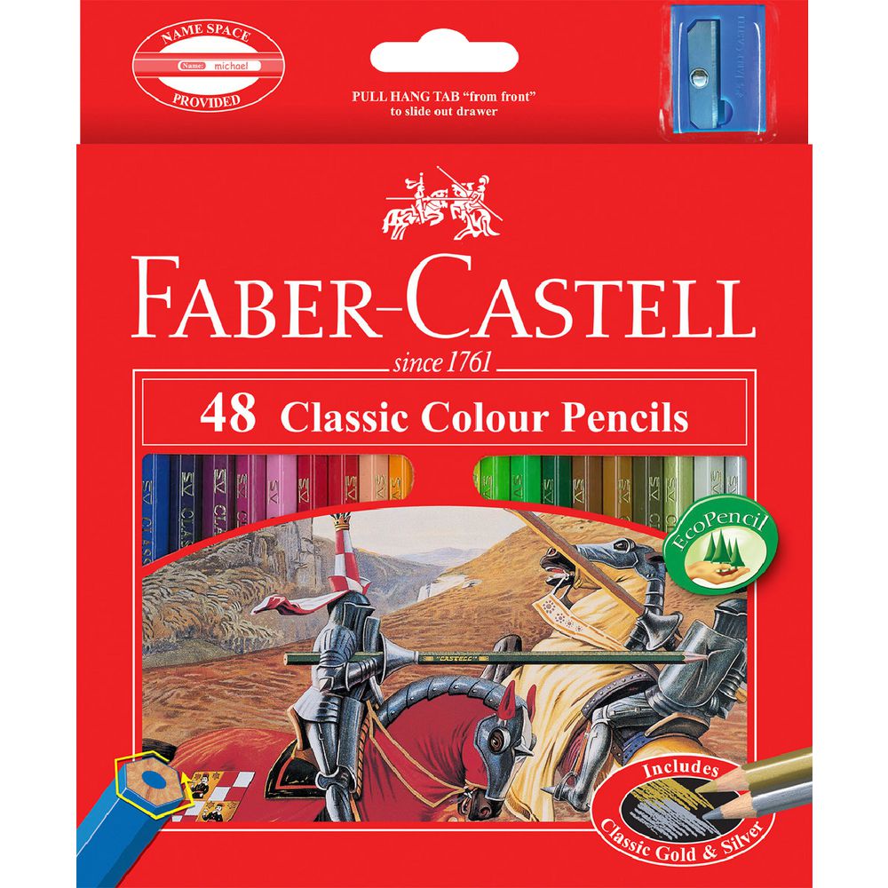 Orange Red Faber-Castell Classic Colour Pencils, Assorted Colours - 48 Pack Pencils