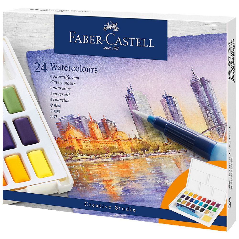 White Smoke Faber-Castell Creative Studio Watercolour Paint Pan, Pk24 Watercolour Paint