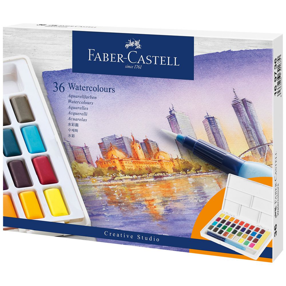 White Smoke Faber-Castell Creative Studio Watercolour Paint Pan, Pk36 Watercolour Paint