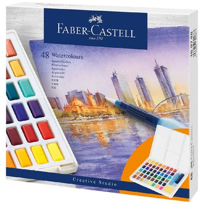 White Smoke Faber-Castell Creative Studio Watercolour Paint Pan, Pk48 Watercolour Paint