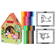 White Smoke Faber Castell Connector Pens, with Animal Farm Tin - 15 pack Kids Activities
