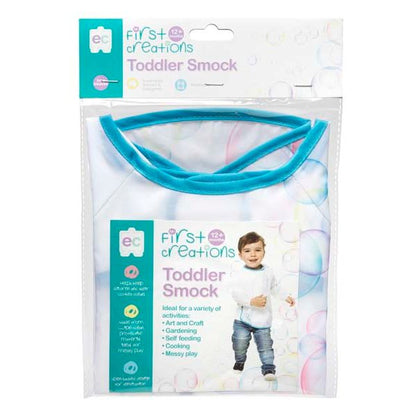 White Smoke First Creations Toddler Long Sleeve Smock, Ages 1-3 Classroom Supplies
