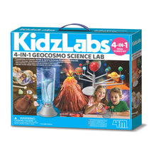 4-in-1 kid science lab kit box with handle and colorful project graphics
