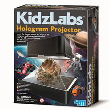 KidZLabs Hologram Projector kit box with planet and dinosaur graphics
