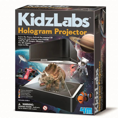 KidZLabs Hologram Projector kit box with planet and dinosaur graphics