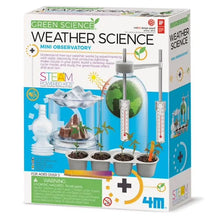 Weather science mini observatory kit box with thermometer and bottle accessories