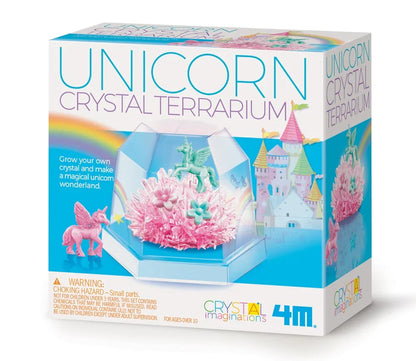 Unicorn crystal terrarium kit retail box with rainbow graphics