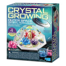 Space crystal terrarium kit box with 4 crystal growth pieces