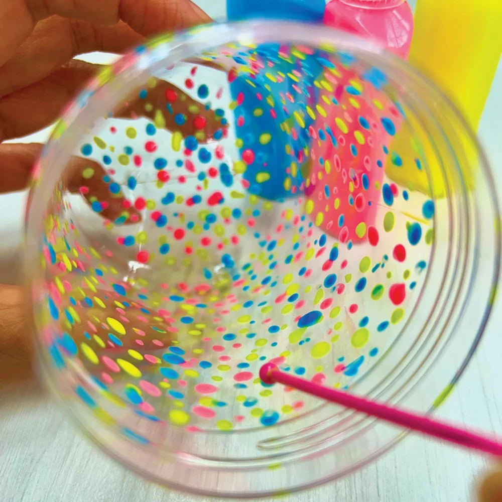Clear jar lid and base with multicolor star and dot pattern, plus pink wand