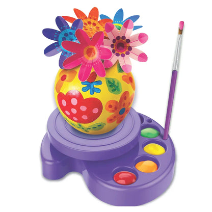 Mini paintable vase craft set with purple twirler base, painted flower vase, tool