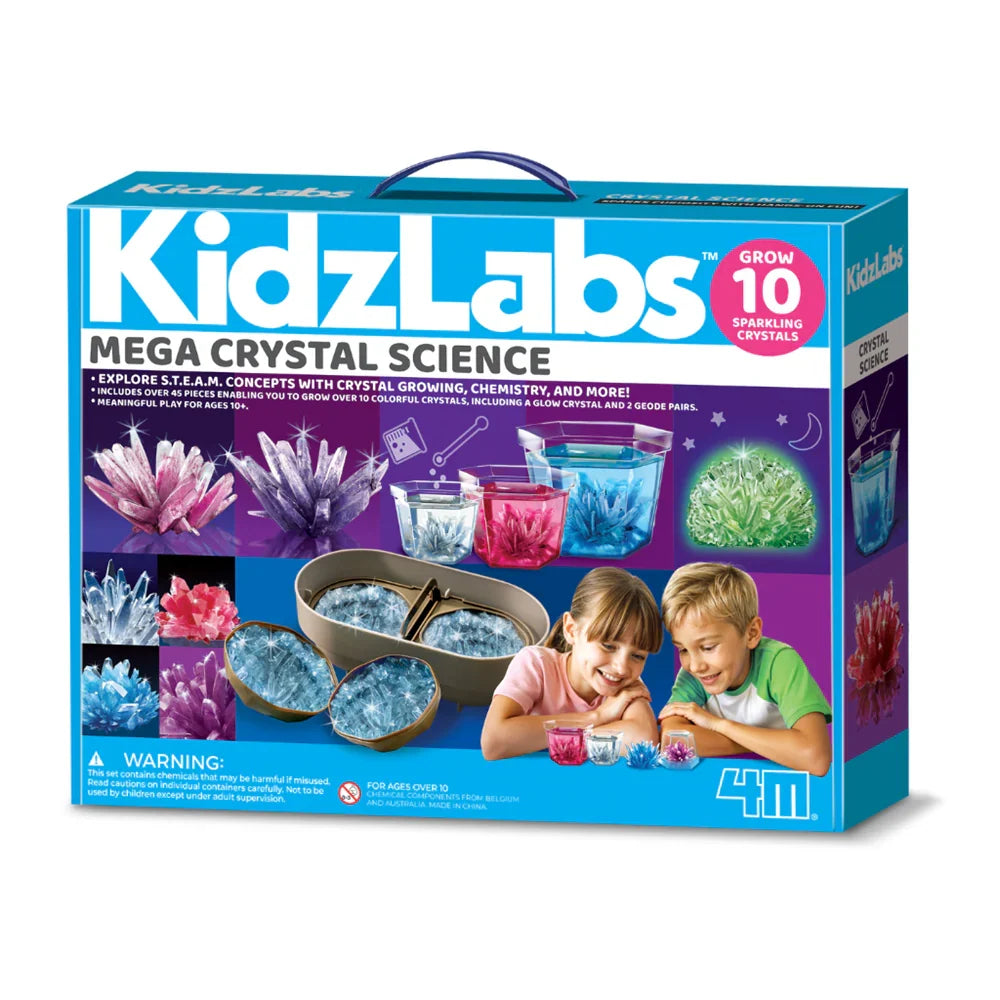 Kids crystal science kit box, Mega Crystal Science with colorful graphics and handle