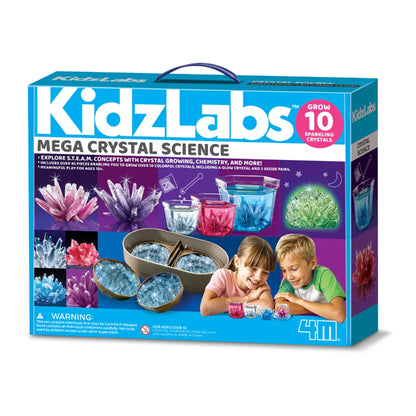 Kids crystal science kit box, Mega Crystal Science with colorful graphics and handle