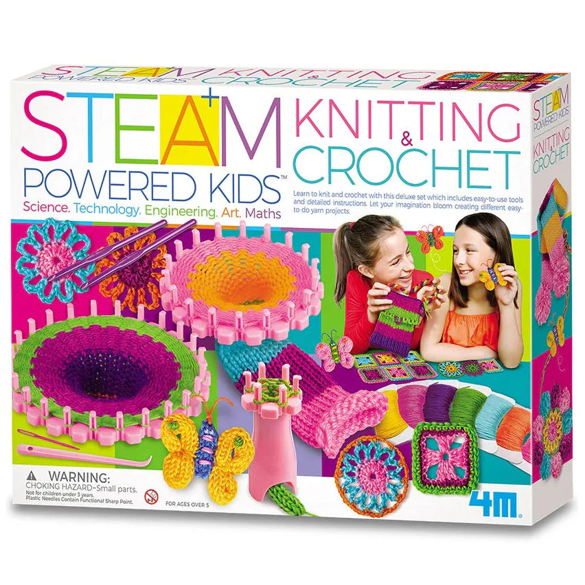 White Smoke 4M STEAM Powered Kids Knitting & Crochet Craft Kits